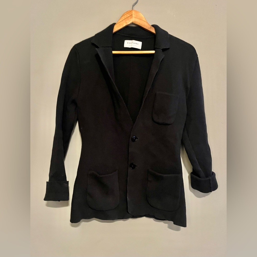 Everlane Black Knit Cotton Blazer Sz S